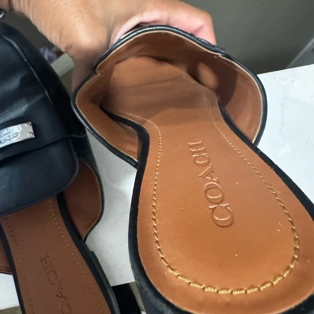 Coach Shea Black Leather Women's Slide